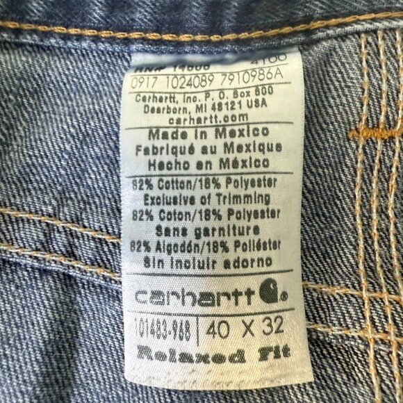 Carhartt Mens Relaxed Fit Jeans Size 40x32 Durable Denim Blue Workwear - Picture 5 of 7
